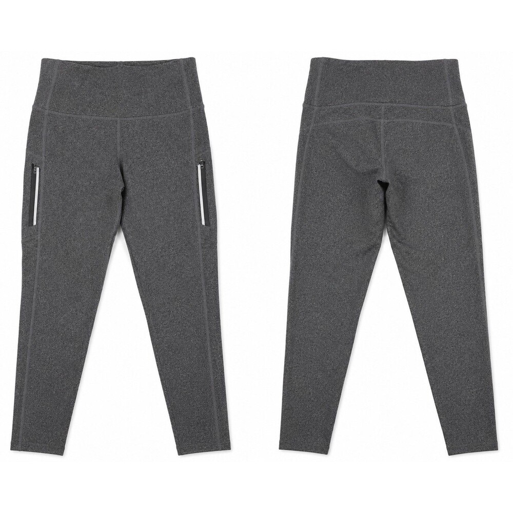 Member's Mark Womens Med Extra Warm Leggings High Rise Heather Gray Zip Pockets